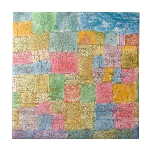 Azulejo De Cerâmica Bunte Landschaft - Paul Klee (Frente)