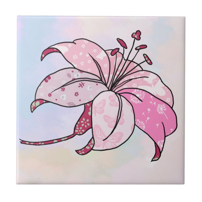 Azulejo De Cerâmica bunte Lilie (Frente)