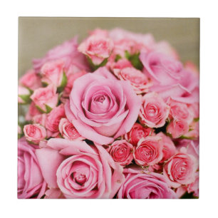 Azulejo De Cerâmica Buquê Bridal de Rosas Rosa