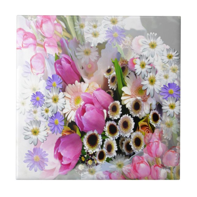 Azulejo De Cerâmica Buquê de abril (Frente)