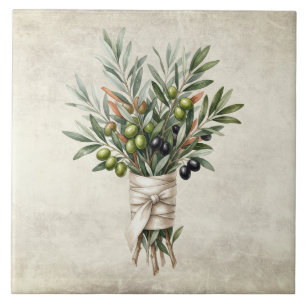 Azulejo De Cerâmica Buquê de azeitona Bouquet Mediterrâneo Aquarelas R