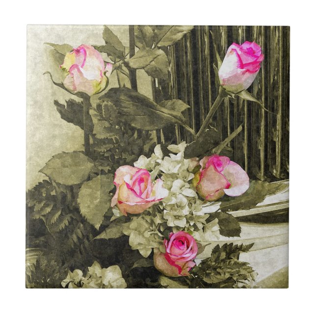 Azulejo De Cerâmica Buquê de casamento (Frente)