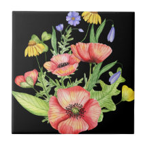 Buquê de Flores Silvestres Botânicas Arte Aquarela