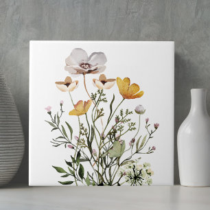 Azulejo De Cerâmica Buquê de Flores Silvestres Estética Boho