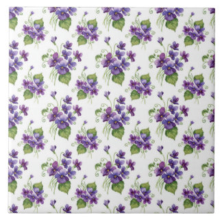 Azulejo De Cerâmica Buquê de Flores Violeta Aquarela