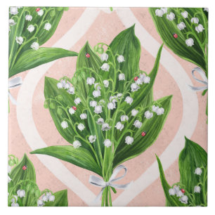 Azulejo De Cerâmica Buquê de lilly das flores do vale a rosa