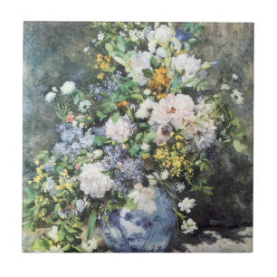 Azulejo De Cerâmica Buquê de Primavera de Pierre Renoir, Flores Vintag