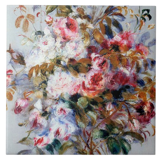 Azulejo De Cerâmica Buquê de Rosas, Renoir (Frente)