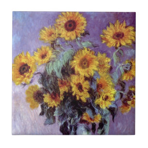 Azulejo De Cerâmica Buquê de Sunflower por Claude Monet, Vintage Art