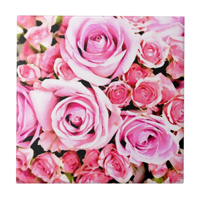 Azulejo De Cerâmica Buquê rosa rosa rosa (Frente)
