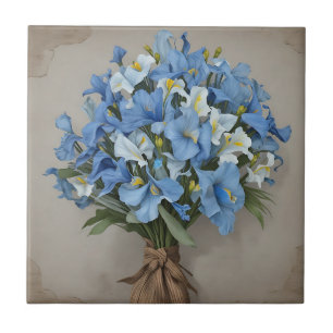 Azulejo De Cerâmica Buquê Rustic Blue Iris