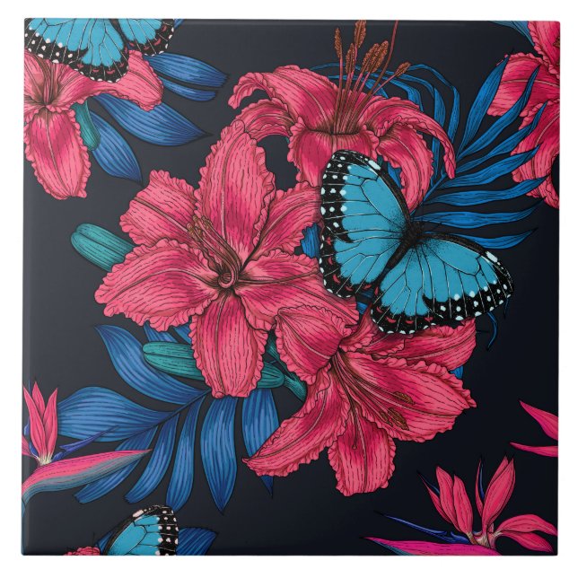 Azulejo De Cerâmica Buquê tropical (Frente)