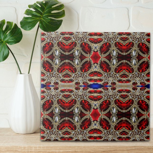 Azulejo De Cerâmica burgundy vermelha elegante e sofisticada de ouro r (elegant sophisticated gold ruby red burgundy ceramic tile)