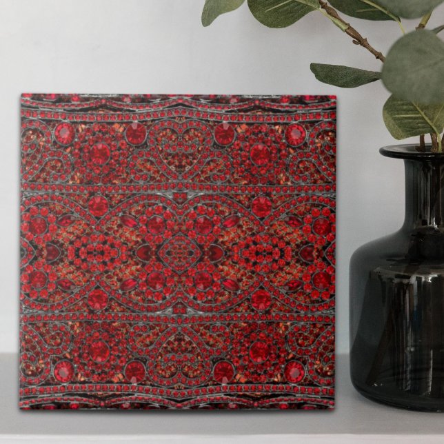 Azulejo De Cerâmica burgundy vermelha elegante e sofisticada de ouro r (elegant sophisticated gold ruby red burgundy ceramic tile)