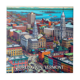 Azulejo De Cerâmica Burlington, Arte de Estilo de Quadrinhos Vermont