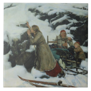 Azulejo De Cerâmica Burnt Village in Winter (por Albert Edelsense)