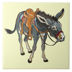 Azulejo De Cerâmica burro com sela
