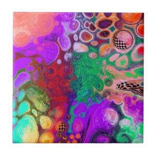 Azulejo De Cerâmica Burst de Cores de Arte Fluida Digital