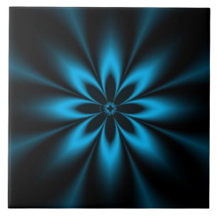 Azulejo De Cerâmica Burst de Flor Azul