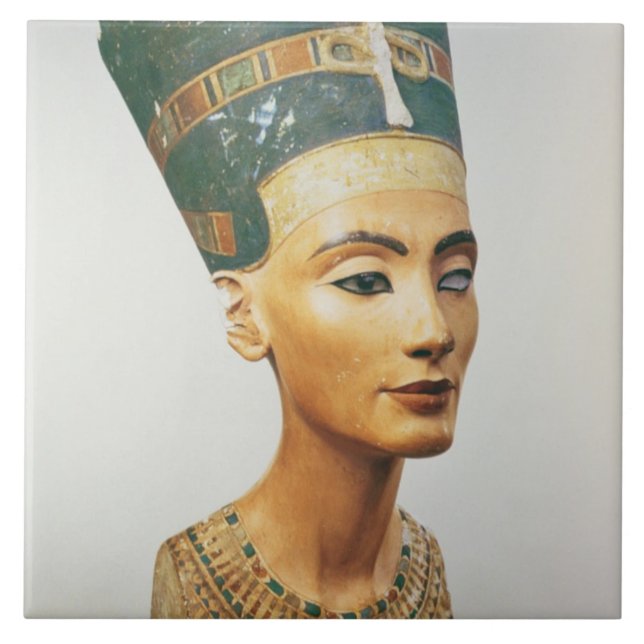 Azulejo De Cerâmica Busto da rainha Nefertiti, do estúdio do sc (Frente)