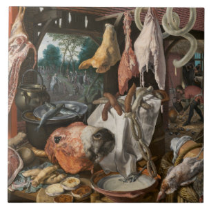 Azulejo De Cerâmica Butcher's Stall (por Pieter Aertsen)