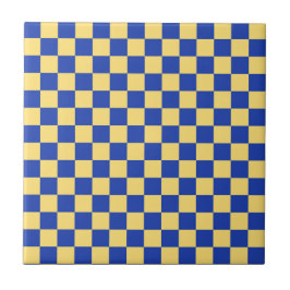 Azulejo De Cerâmica Butter yellow and blue checkered board pattern