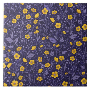Azulejo De Cerâmica Buttercups, amarelo e violeta