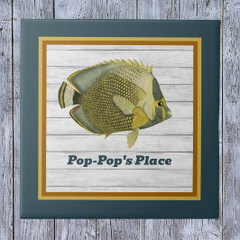 Azulejo De Cerâmica Butterflyfish enviado em lacado e Dourado com nome