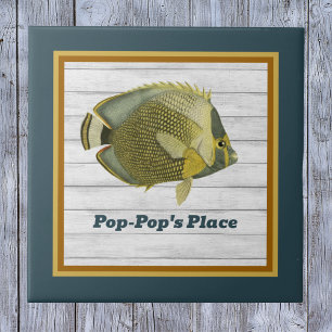 Azulejo De Cerâmica Butterflyfish enviado em lacado e Dourado com nome