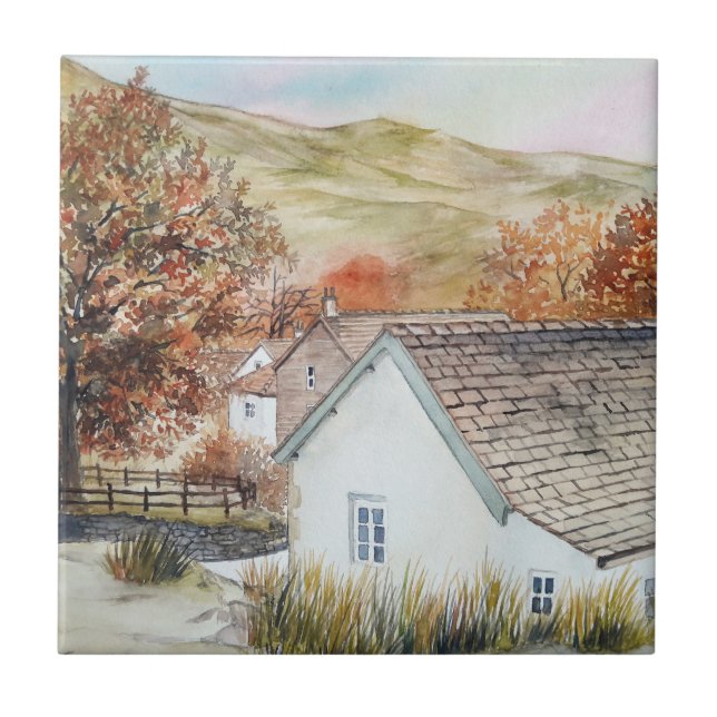 Azulejo De Cerâmica Buttermere Village, Lake District, Inglaterra (Frente)