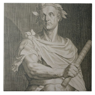 Azulejo De Cerâmica C. imperador de Júlio César (100-44 BC) do engra