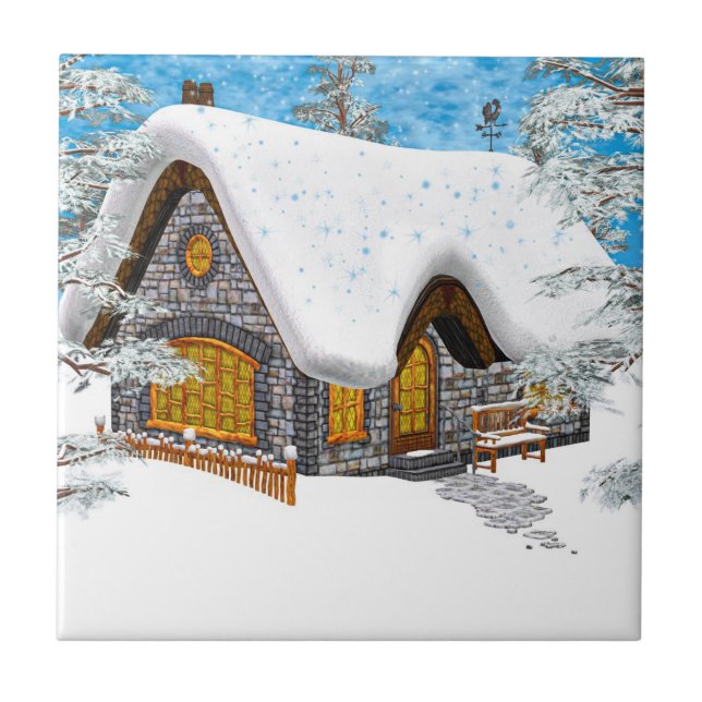 Azulejo De Cerâmica Cabana de Inverno (Frente)