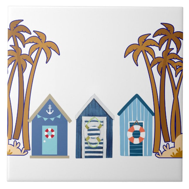 Azulejo De Cerâmica Cabana de praia (Frente)