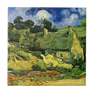 Azulejo De Cerâmica Cabanas de Colmo, Cordeville por Vincent van Gogh