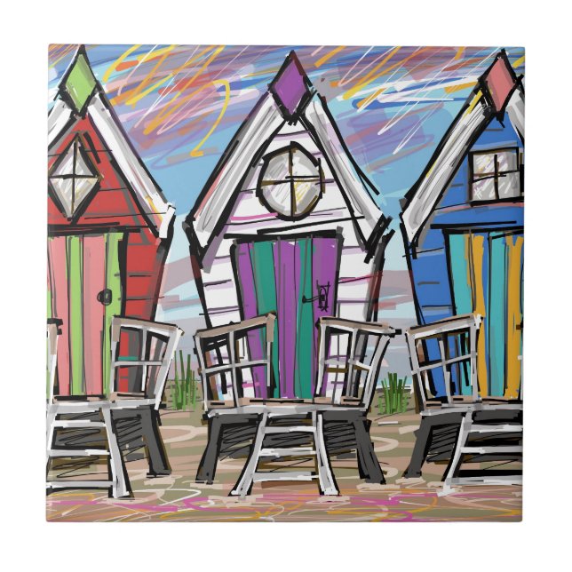 Azulejo De Cerâmica Cabanas RWB da praia (Frente)