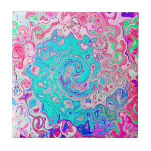 Azulejo De Cerâmica Cabeça azul-marinho e Abstrato cor-de-rosa