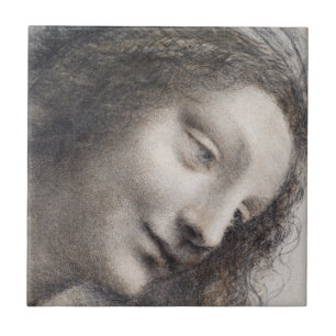 Azulejo De Cerâmica Cabeça da Virgem Esboço Arte Leonardo da Vinci
