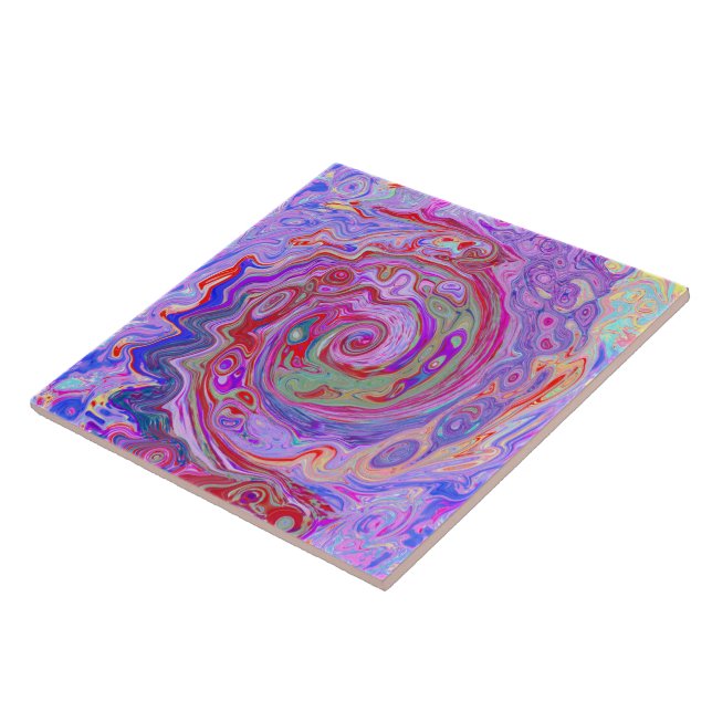 Azulejo De Cerâmica Cabeça de Abstrato retrovertida, roxa e roxa rosa (Lateral)