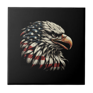 Azulejo De Cerâmica Cabeça de Águia Careca Bandeira Americana EUA Home