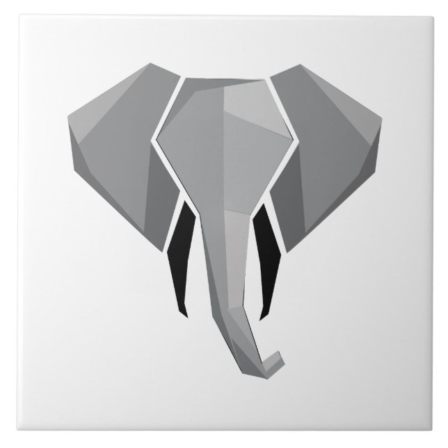 Azulejo De Cerâmica Cabeça de Elefante Geométrica (Frente)