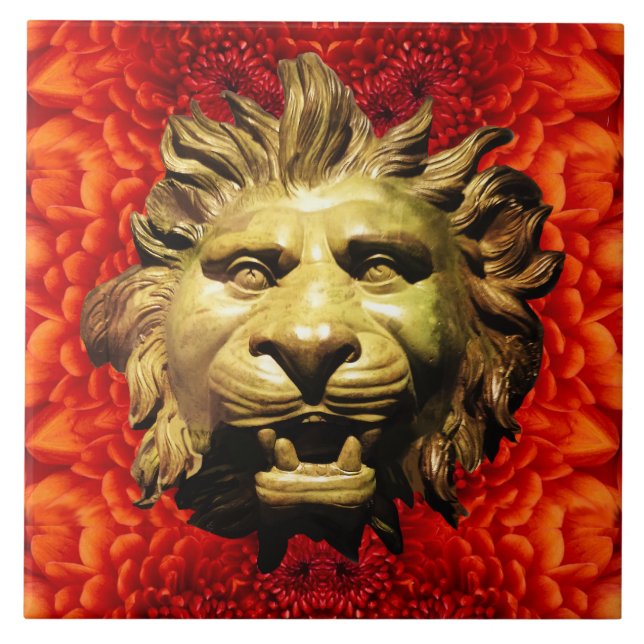 Azulejo De Cerâmica CABEÇA DE LEÃO EM BRONZE Figura de Proa Navio Roma (Frente)