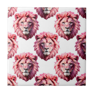 Azulejo De Cerâmica Cabeça de Leão Rosa Design de Padrão de Animal Bra