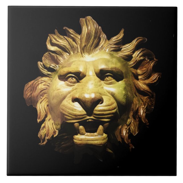 Azulejo De Cerâmica CABEÇA DE LION EM BRONZE Figurehead Navio Antiquad (Frente)