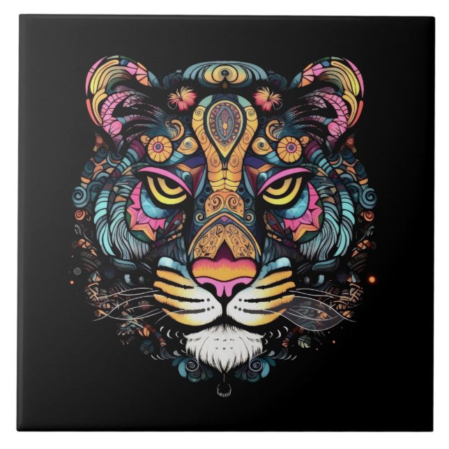 Azulejo De Cerâmica Cabeça de Tigre  (Frente)