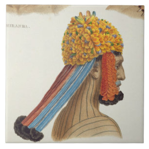 Azulejo De Cerâmica Cabeça de um homem do tribo de Mundrucu, 'de Trav