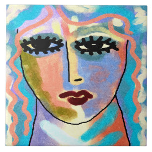 Azulejo De Cerâmica Cabeça na pintura digital Abstrato das nuvens