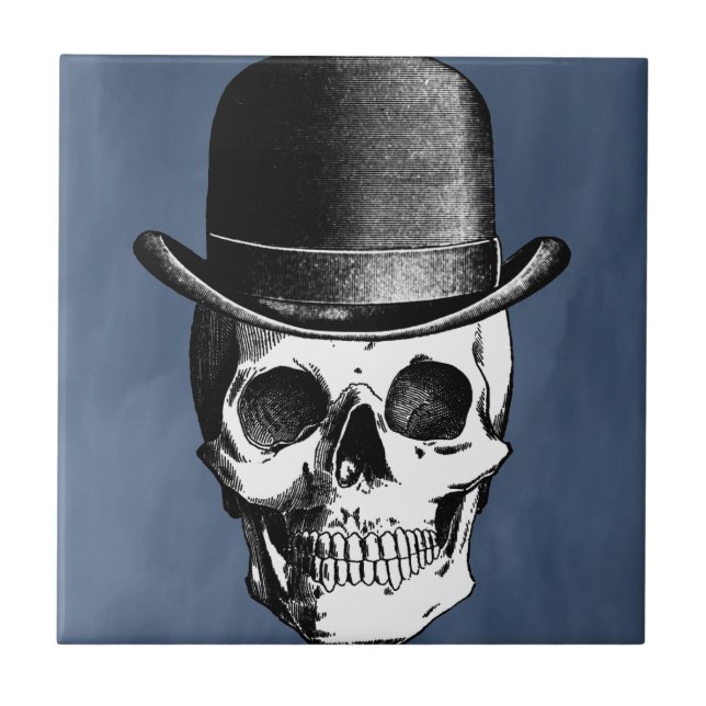 Azulejo De Cerâmica Cabeça retro do crânio (Frente)