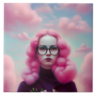 Azulejo De Cerâmica Cabelo Rosa Sério