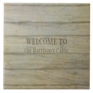 Azulejo De Cerâmica Cabine bem-vinda dos pinhos do lago mountain