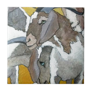 Azulejo De Cerâmica Cabras bonitos que afagam